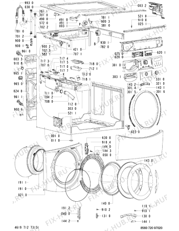 Схема №1 720 PB/CR с изображением Рукоятка для стиралки Whirlpool 481249818721