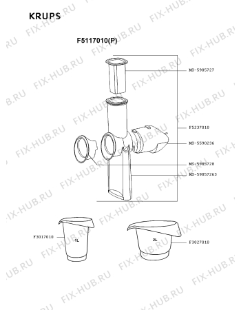Взрыв-схема блендера (миксера) Krups F5117010(P) - Схема узла KP000603.2P3