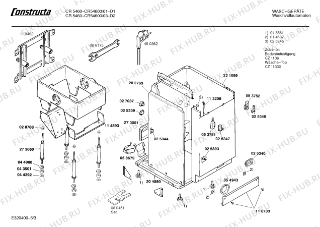 Схема №5 CR54600 CR 5460 с изображением Панель для стиральной машины Bosch 00273726