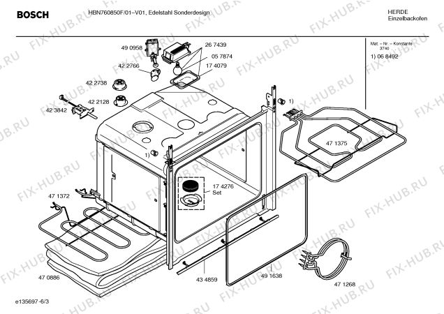 Схема №5 HBN760850F с изображением Фронтальное стекло для духового шкафа Bosch 00472960