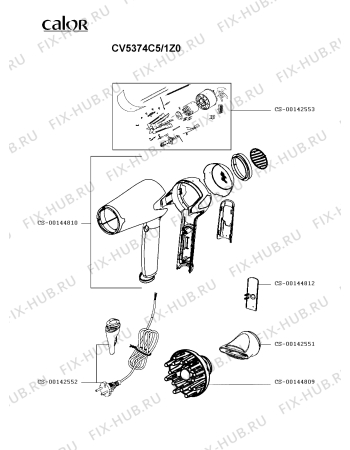 Схема №1 CV5374C5/1Z0 с изображением Корпусная деталь для электрофена Calor CS-00144810