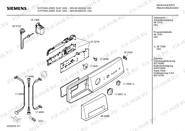 Схема №5 WXLM120AFN EXTRAKLASSE XLM 120A с изображением Ручка для стиралки Siemens 00484098