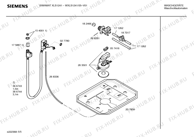 Схема №5 WXLS1241 SIWAMAT XLS1241 с изображением Инструкция по установке и эксплуатации для стиралки Siemens 00593008