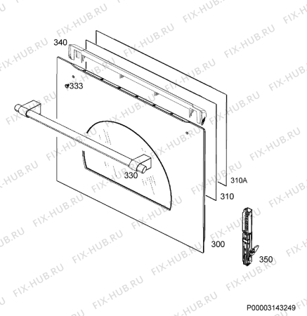 Взрыв-схема плиты (духовки) Electrolux FR53X - Схема узла Door