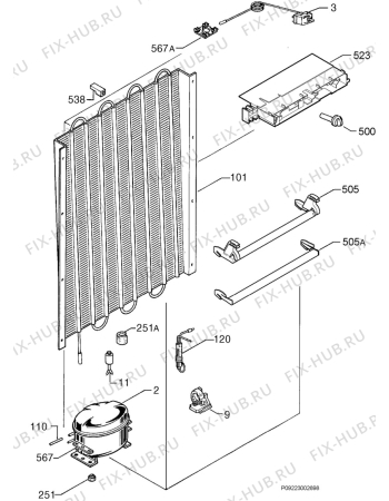 Взрыв-схема холодильника Zanker 571/080 - Схема узла Cooling system 017