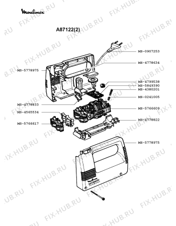 Взрыв-схема блендера (миксера) Moulinex A87122(2) - Схема узла TP000683.3P2