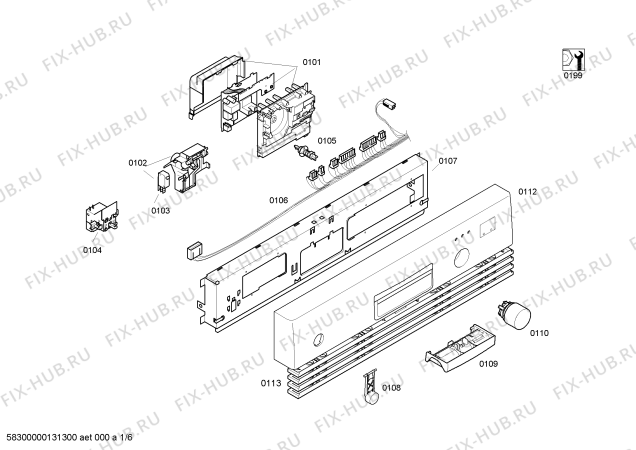 Схема №5 DIS4305 с изображением Панель управления для посудомоечной машины Bosch 00669537