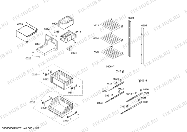 Взрыв-схема холодильника Gaggenau RF413203 - Схема узла 03