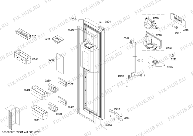 Взрыв-схема холодильника Bosch KAD62A71 - Схема узла 02