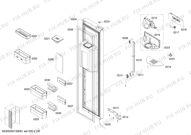 Схема №5 K5930D1GB с изображением Дверь для холодильника Siemens 00248243