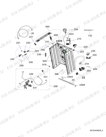 Схема №6 AWZ9614F с изображением Клавиша для стиралки Whirlpool 482000020683