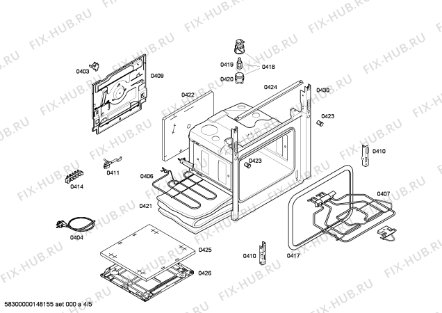 Взрыв-схема плиты (духовки) Bosch HGV445150N - Схема узла 04