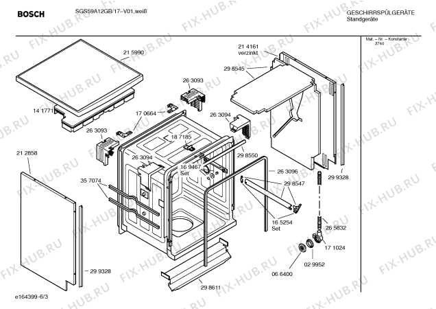 Взрыв-схема посудомоечной машины Bosch SGS59A12GB Limited Edition - Схема узла 03