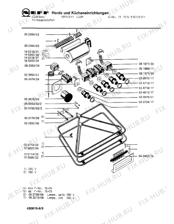 Взрыв-схема плиты (духовки) Neff 1312145101 1077/211LCDM - Схема узла 05