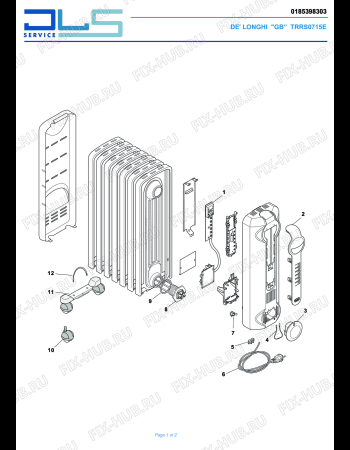 Схема №1 RADIA S TRRS0715E.G с изображением Микромодуль для электрообогревателя DELONGHI 5218510101