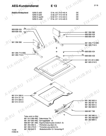Схема №1 COMP. 5750E-W3D с изображением Рукоятка для плиты (духовки) Aeg 8996613629832