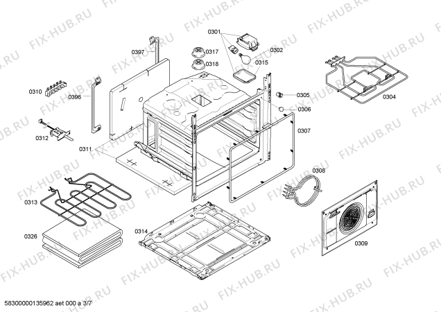 Схема №7 HLN653460F с изображением Стеклокерамика для плиты (духовки) Bosch 00682614