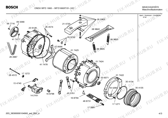 Взрыв-схема стиральной машины Bosch WFD1660IT ONDA WFD 1660 - Схема узла 03