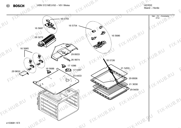 Схема №6 HSN572MEU с изображением Стеклокерамика для плиты (духовки) Bosch 00235622
