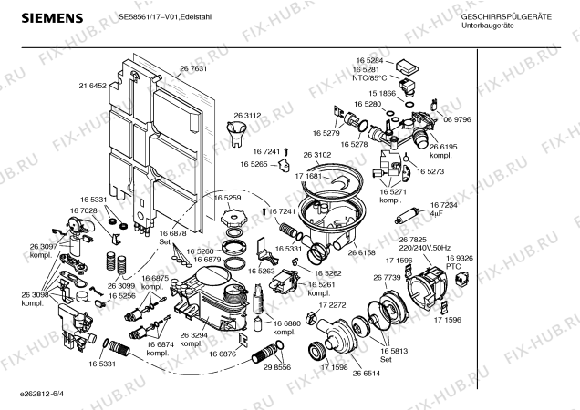 Схема №4 SE58261 с изображением Инструкция по эксплуатации для посудомойки Siemens 00528760