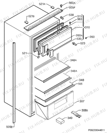 Взрыв-схема холодильника Aeg SFB58821AS - Схема узла Housing 001