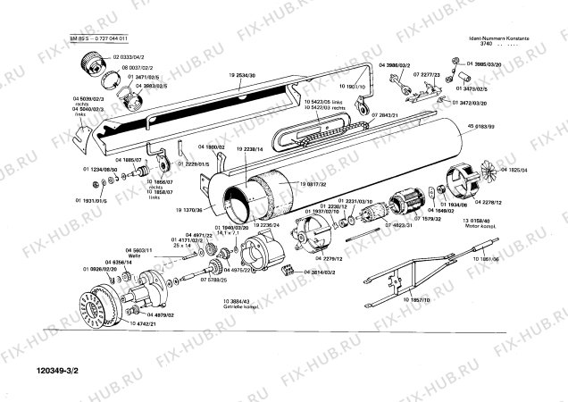 Взрыв-схема стиральной машины Bosch 0727044011 BM85S - Схема узла 02