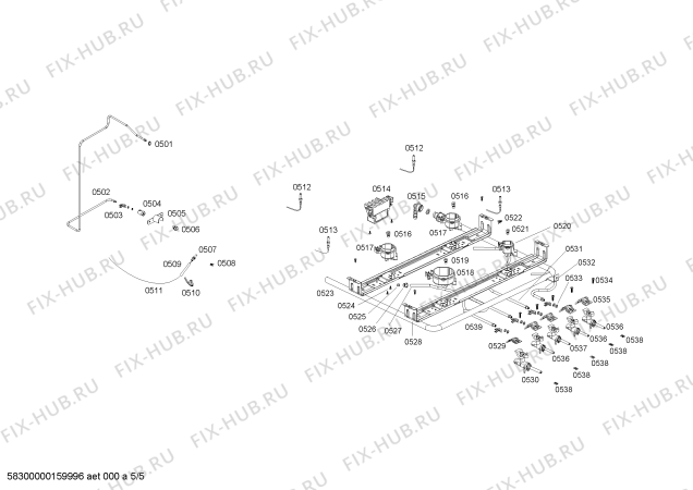 Взрыв-схема плиты (духовки) Bosch HSG13I41SC COCINA BOSCH PRO600 INOX L60 220V/60Hz SL - Схема узла 05