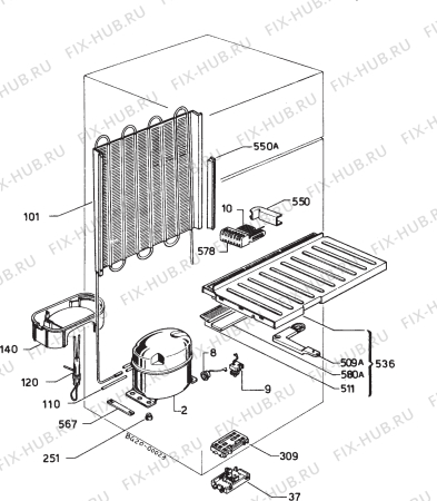 Взрыв-схема холодильника Electrolux IK2800 - Схема узла Cooling system 017