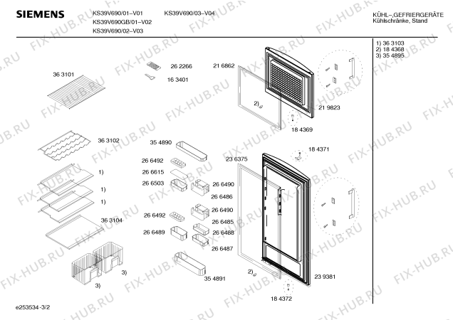 Взрыв-схема холодильника Siemens KS39V690GB - Схема узла 02