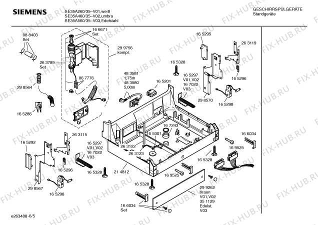 Взрыв-схема посудомоечной машины Siemens SE35A260 - Схема узла 05