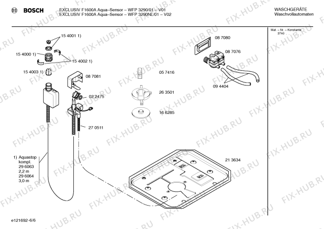 Схема №6 WFP3290NL Exclusiv F1600 A Aqua-Sensor с изображением Инструкция по эксплуатации для стиралки Bosch 00524235