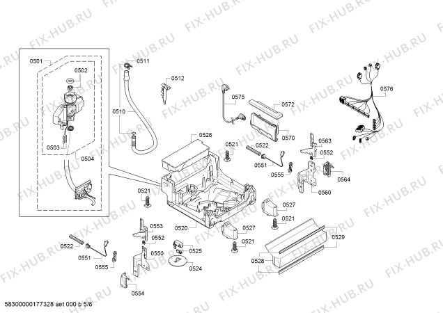 Схема посудомоечной машины Bosch SPS40X92RU, Made in Germany; Aqua Stop - Схема узла 05 Взрыв-схема посудомоечной машины Bosch SPS40X92RU, Made in Germany; Aqua Stop - Схема узла 05
