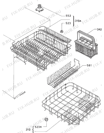 Взрыв-схема посудомоечной машины Electrolux ESL672 - Схема узла Basket 160