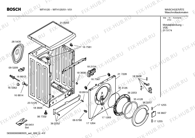 Взрыв-схема стиральной машины Bosch WFH120 Bosch Exclusiv WFH 120 - Схема узла 02