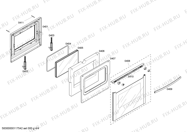 Взрыв-схема плиты (духовки) Bosch HES5022C - Схема узла 04