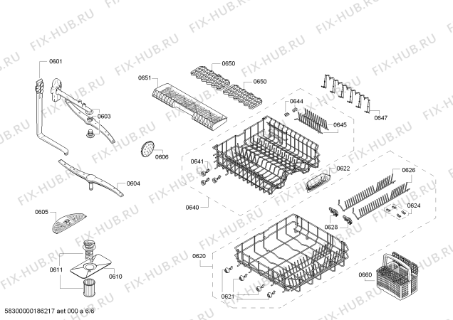 Схема №5 S41E50S0GB с изображением Кнопка для посудомойки Bosch 00622960