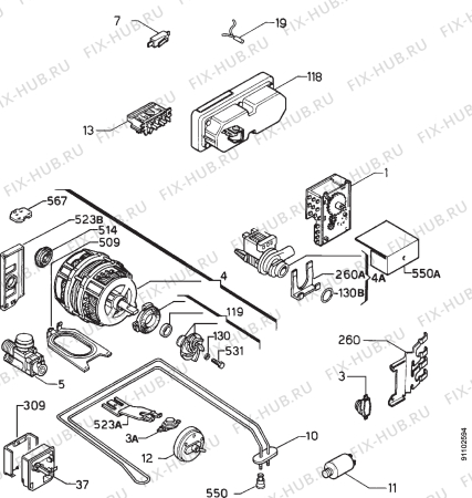 Взрыв-схема посудомоечной машины Faure LVA142W - Схема узла Electrical equipment 268