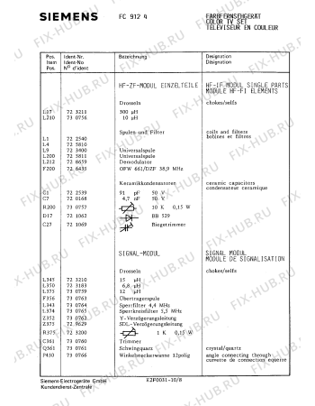 Взрыв-схема телевизора Siemens FC9124 - Схема узла 09