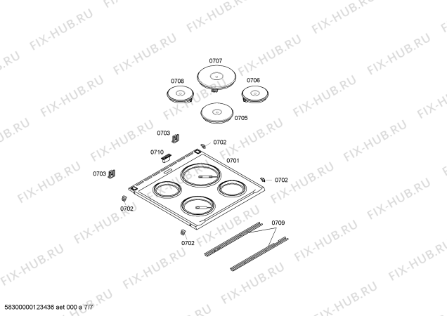 Взрыв-схема плиты (духовки) Bosch HSN121021V - Схема узла 07