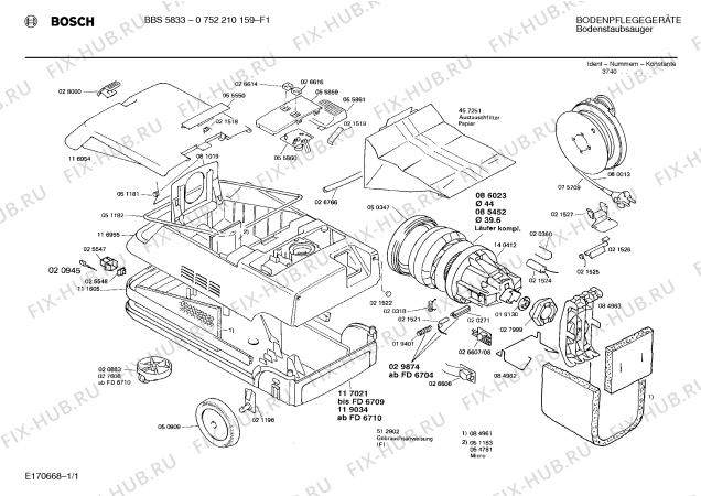 Схема №1 0752210159 BBS5833 с изображением Панель для электропылесоса Bosch 00055859