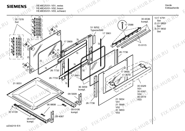 Схема №5 HE48E25 с изображением Инструкция по эксплуатации для плиты (духовки) Siemens 00581770