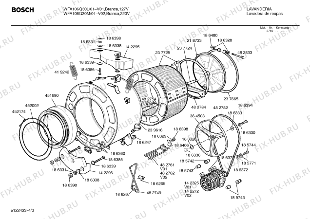 Взрыв-схема стиральной машины Bosch WFA106Q30L PROF STYLE 5P 127V - Схема узла 03