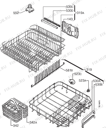 Взрыв-схема посудомоечной машины Zanussi DW911 - Схема узла Basket 160