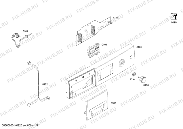 Схема №4 WAS24468TI с изображением Модуль управления для стиральной машины Bosch 00675615