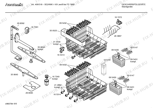 Взрыв-схема посудомоечной машины Hanseatic SE2HNK1 409518 - Схема узла 06