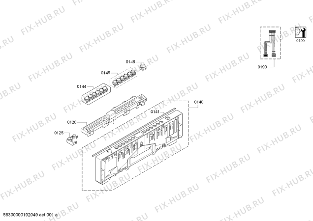 Схема №7 S585M50X4R Made in Germany с изображением Набор кнопок для посудомойки Bosch 10006451