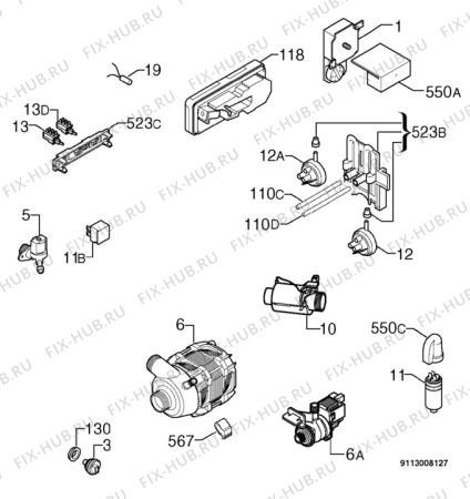 Взрыв-схема посудомоечной машины Zanussi DA6452 - Схема узла Electrical equipment 268