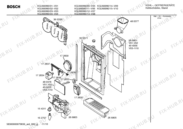 Схема №7 KGU66990 с изображением Направляющая для холодильной камеры Bosch 00267202