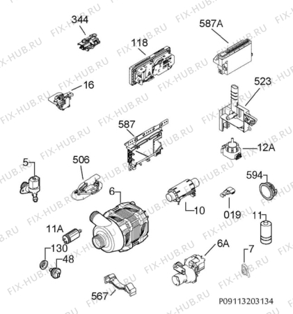 Взрыв-схема посудомоечной машины Husqvarna QB6253I - Схема узла Electrical equipment 268