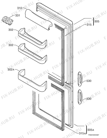 Взрыв-схема холодильника Zanussi Z21/9R - Схема узла Door 003